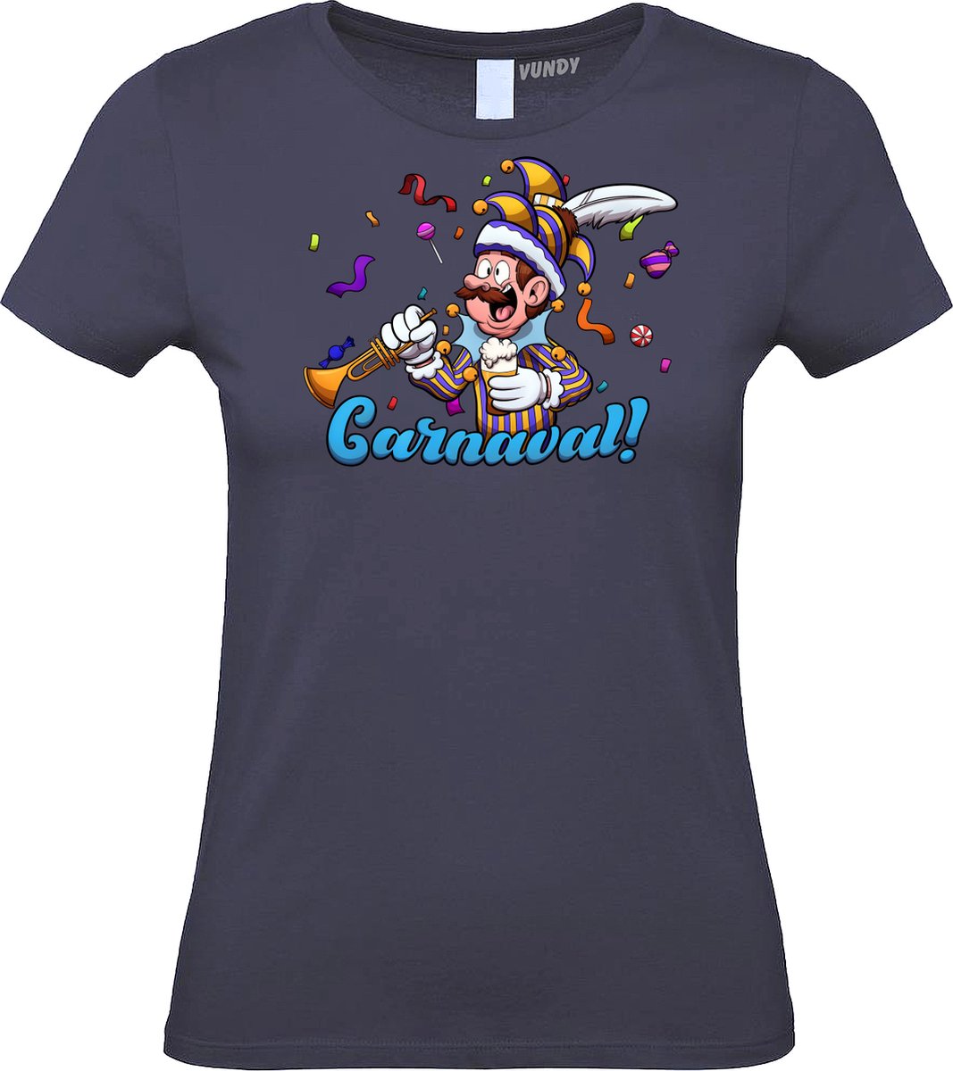 Dames T-shirt Carnavalluh | Carnaval | Carnavalskleding Dames Heren | Navy | maat L